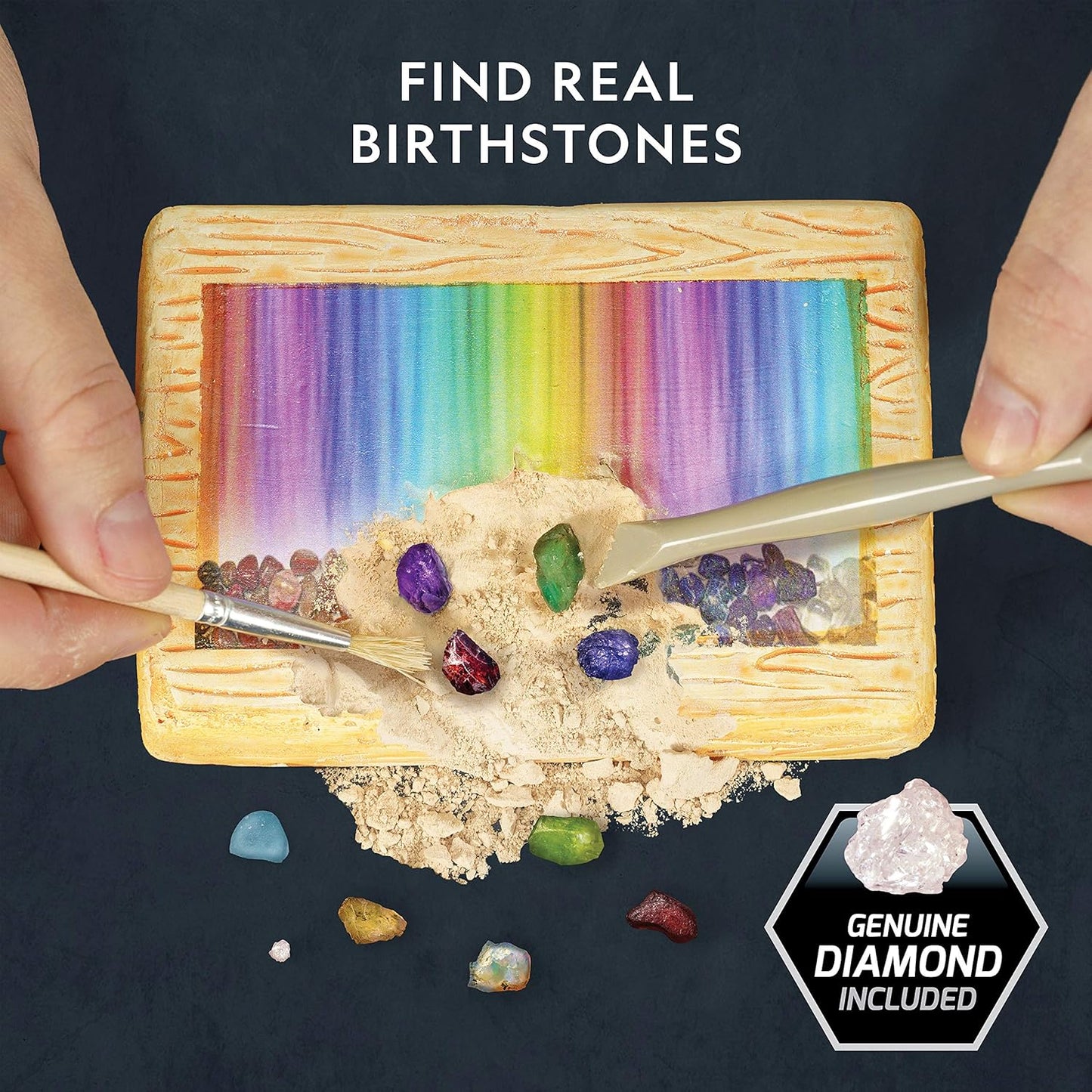 National Geographic Birthstone Dig Kit - Discover 12 Genuine Birthstones Including Diamond, Ruby, & Sapphire | Educational Science Kit