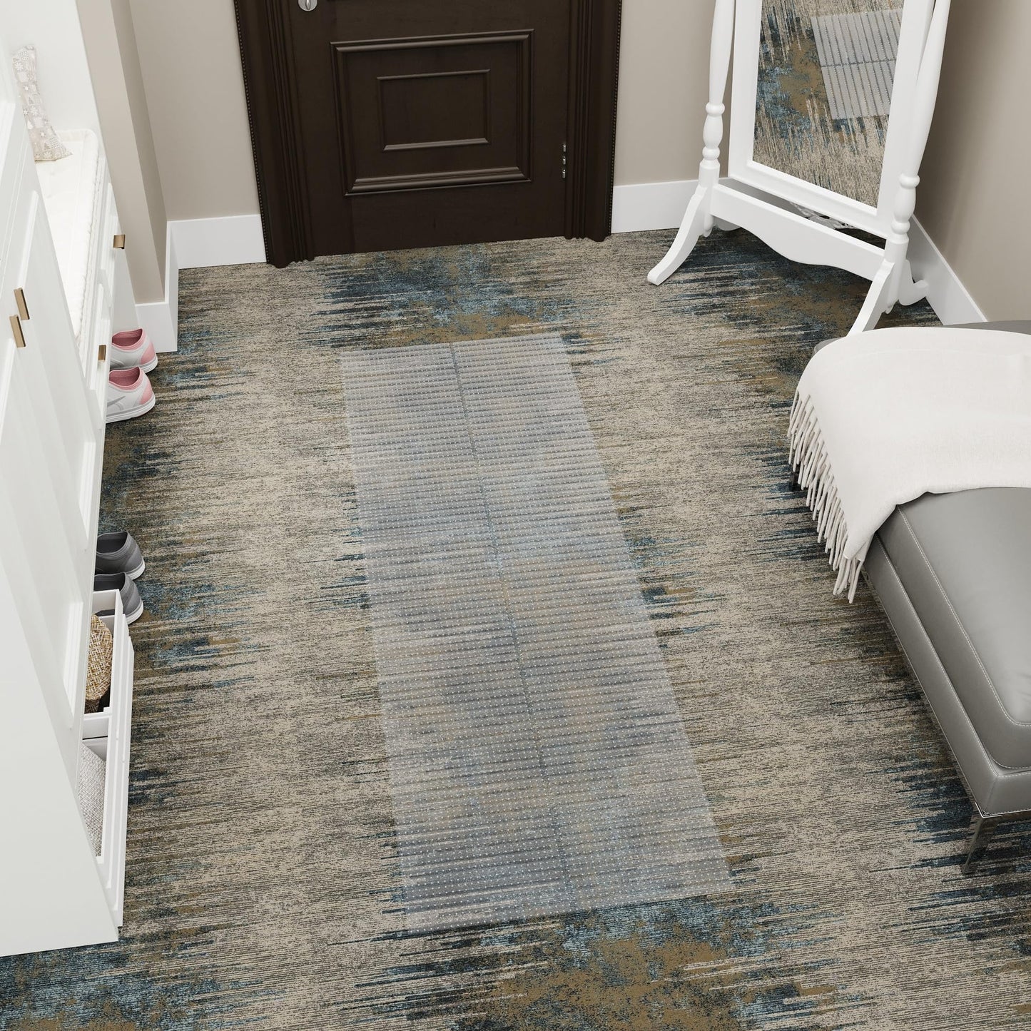 Ottomanson Aisle Runner Protector 26" x 19' – Non Slip Waterproof Clear Vinyl Stair Runner & Carpet Protector with Gripper Backing for Long Hallways, Stairs & High Traffic Areas