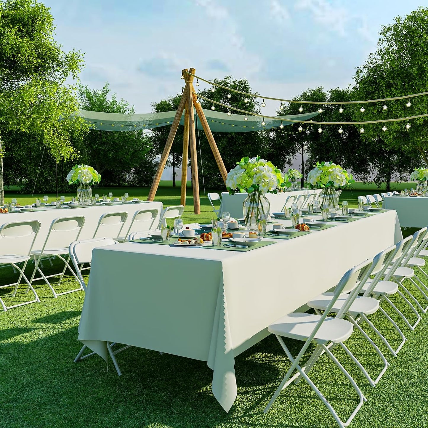 White Folding Chairs 10-Pack by [Brand Name] - Portable, Stackable Plastic Seats for Events | 350lbs Capacity