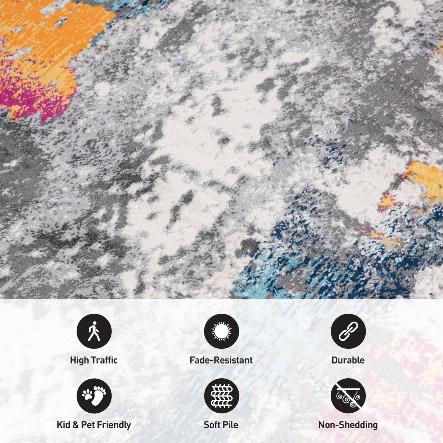 Rugshop Cardiff Contemporary Abstract Stain Resistant Soft Area Rug 5' x 7' Multi