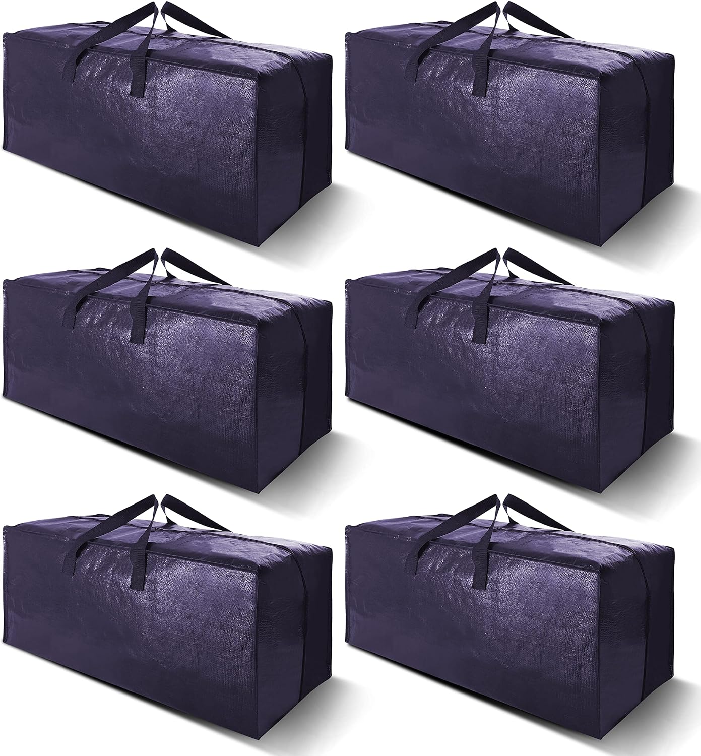 VELVETSURE Heavy Duty Extra Large Moving Bags - Durable Storage Totes with Backpack Straps & Strong Zippers | Set of 6, Blue