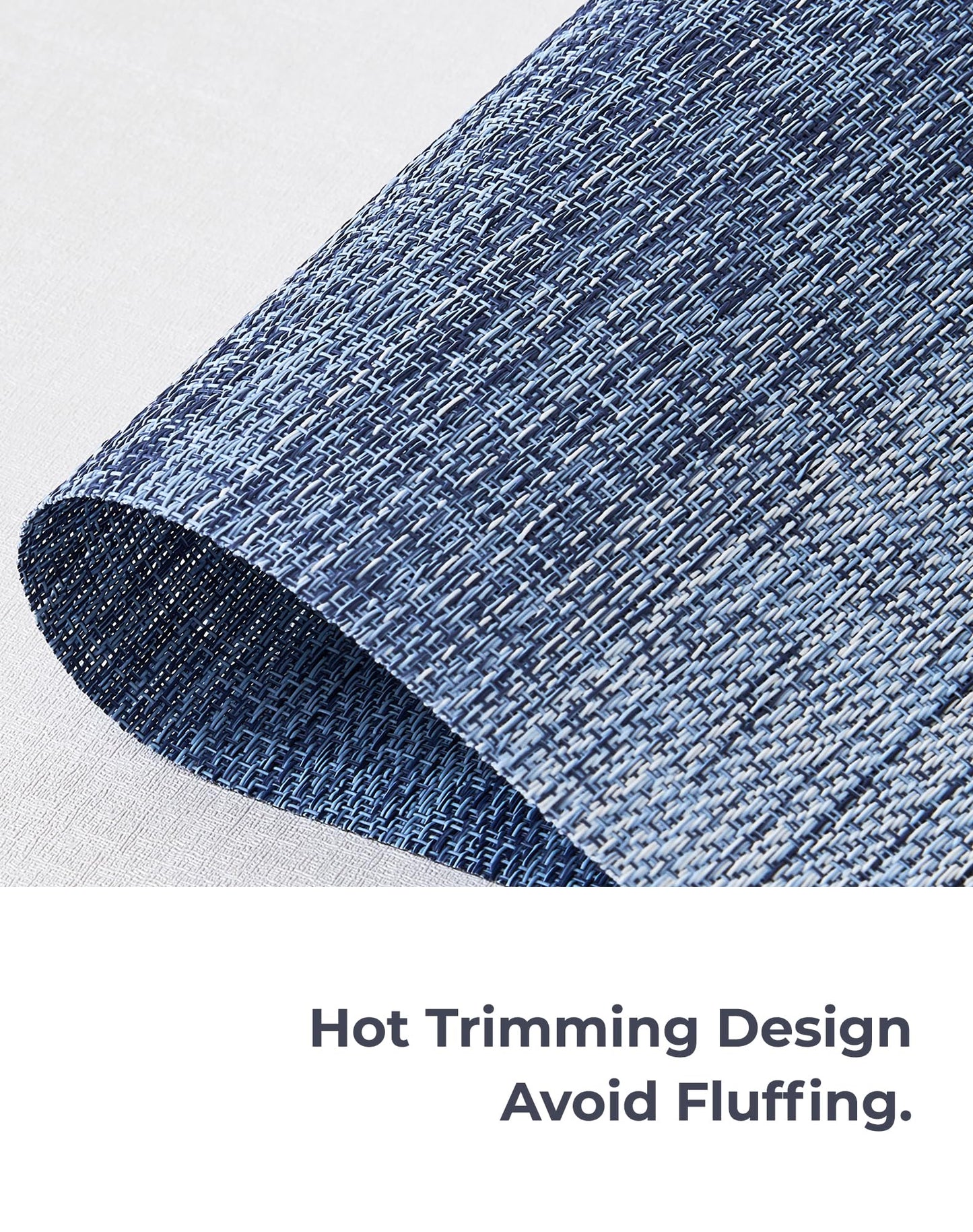 Leetaltree Gradient Blue Woven Placemats Set of 4 - Heat Resistant Non-Slip Place mats for Dining Table, Washable Durable PVC Vinyl Woven Table Mats(Gradient Blue, 4)