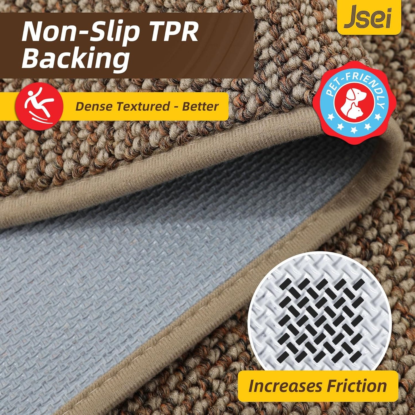 JSEI Dirt Trapper Door Mat - Non-Slip Washable Entrance Mat | Absorbent & Fade-Resistant, 20"x32", Taupe