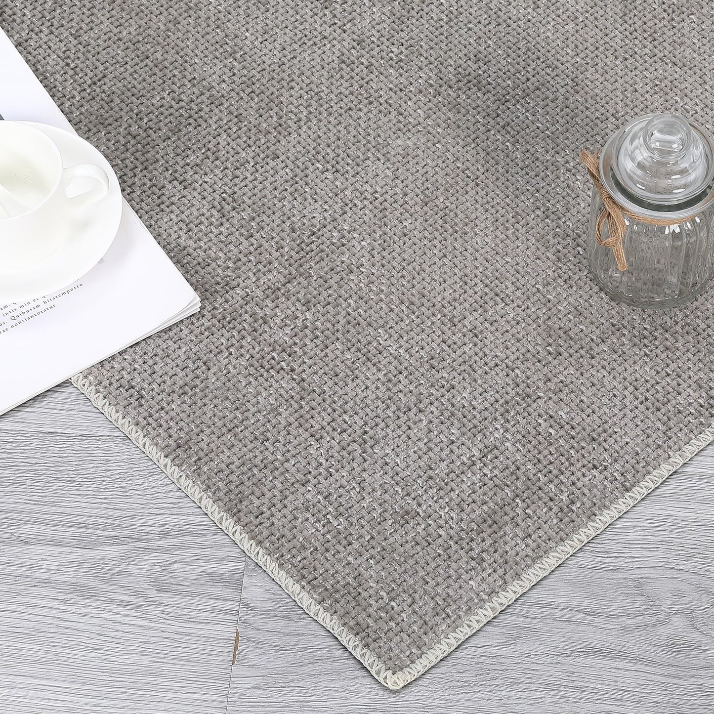 GlowSol 5x7 Area Rugs for Living Room Bedroom Machine Washable Solid Rug Stain Resistant Non-Shed Carpet Solid Casual Contemporary Floor Cover Low Pile Mat for Dinning Room Kitchen