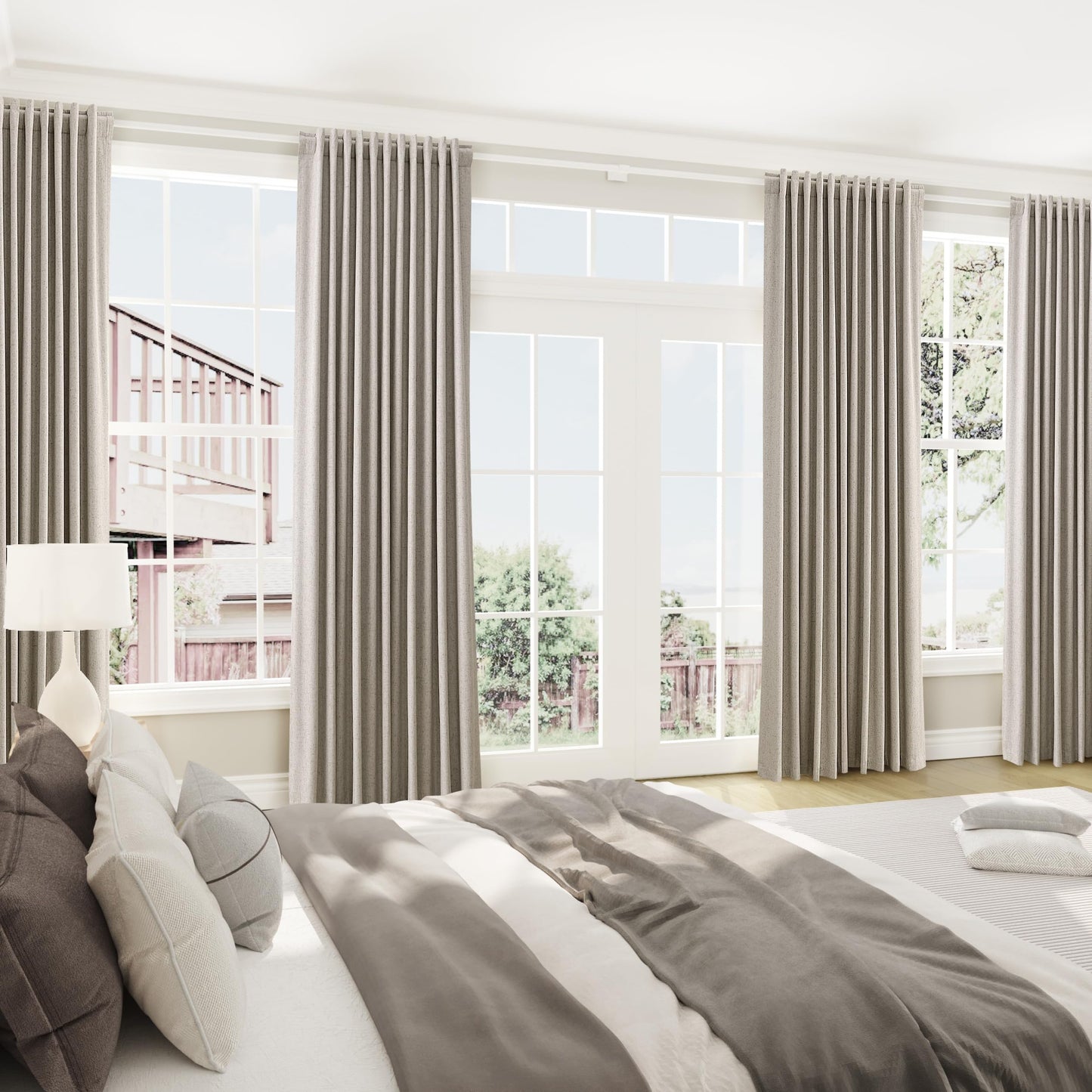 Joywell Linen Dark Apricot Full Blackout Curtains 96 Inch Long 2 Panels Set for Bedroom Living Room,Back Tab Rod Pocket Room Darkening Thermal Insulated Black Out Window Drapes,52x96 Inches