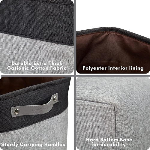 DECOMOMO Extra Large Storage Baskets - 54.5L Fabric Bins for Organizing Linen Closet | Grey & Black, XXXL (3 Pack)