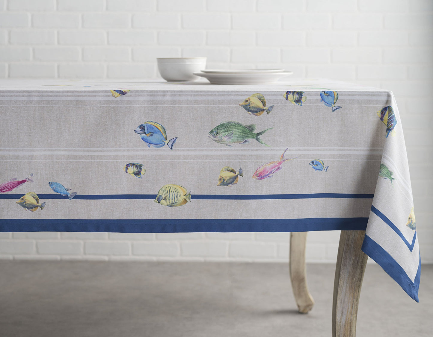 Maison d' Hermine Table Cloth Square Table 100% Cotton 54 x 54 Inches Tablecloth Reusable Decorative for Dining Kitchen Room Farmhouse Home Gifts for Mothers Day Spring Summer - Poisson