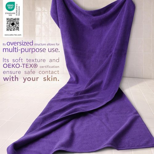 Cotton Paradise 100% Cotton Oversized Bath Sheet - Extra Large Turkish Towel, Purple 40x80 Inches