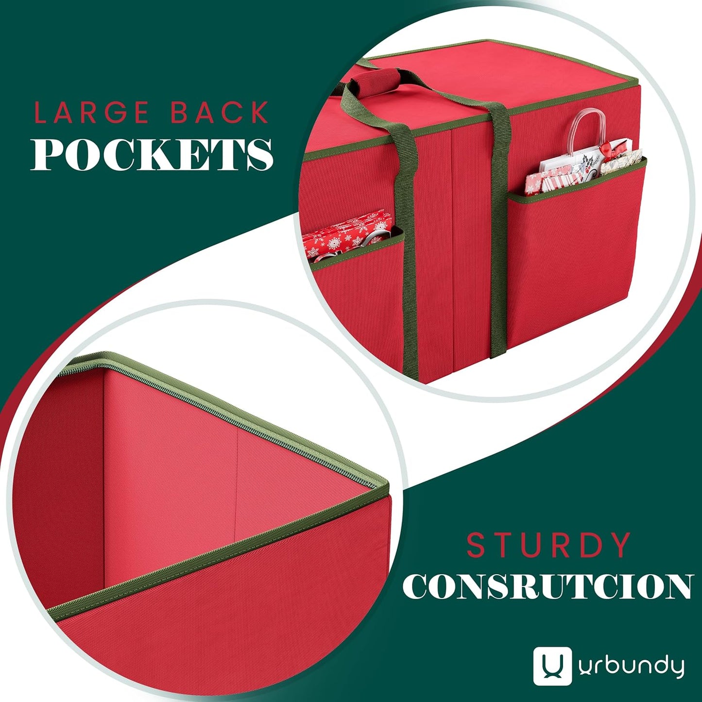 Regine Switzerland Christmas Ornament Storage Box - Red Organizer for 128 Ornaments with Dividers & Handles