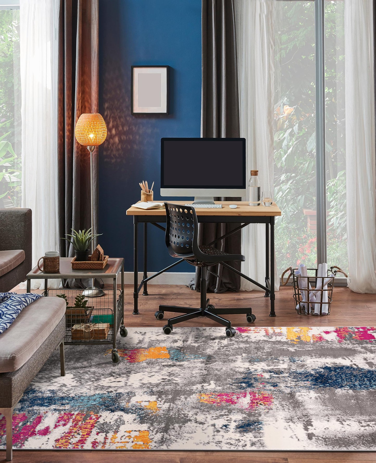 Rugshop Cardiff Contemporary Abstract Stain Resistant Soft Area Rug 5' x 7' Multi