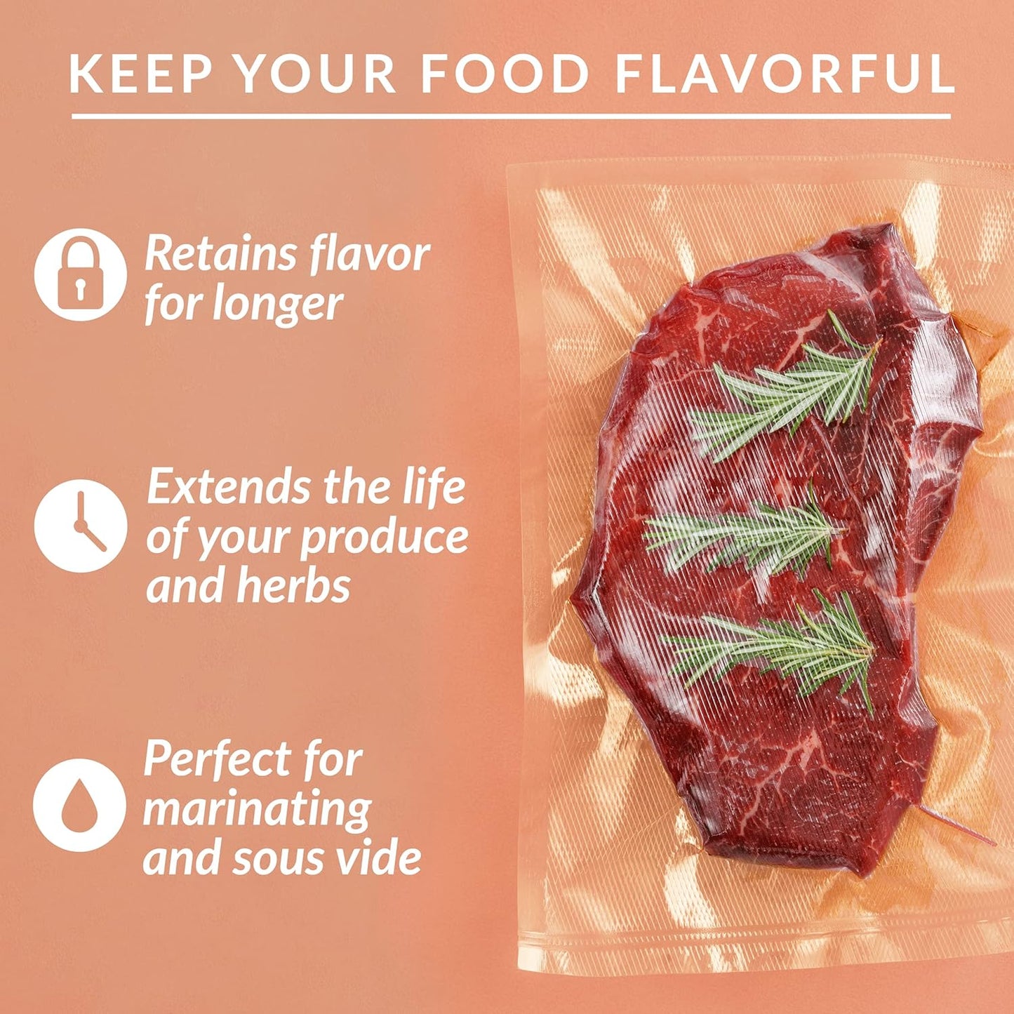 Lock Vacuum Sealer Bags - BPA-Free 8x50 Inch Rolls for Food Preservation & Sous Vide | Set of 2