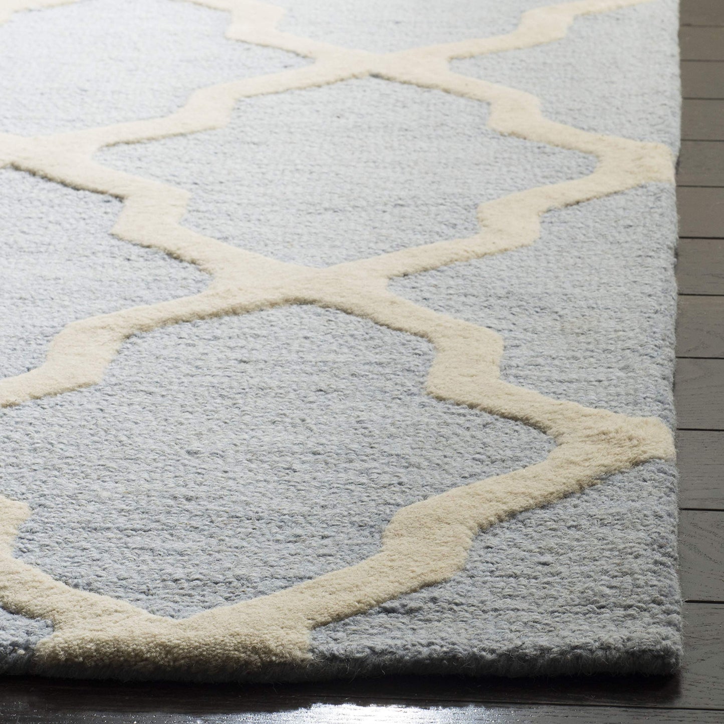 SAFAVIEH Cambridge Collection 3' x 5' Light Blue/Ivory CAM121A Handmade Trellis Premium Wool Area Rug