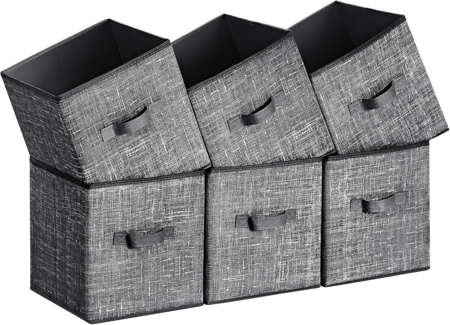 SONGMICS Storage Cubes - 11-Inch Non-Woven Fabric Bins with Double Handles - Set of 6, Classic Black Closet Organizers