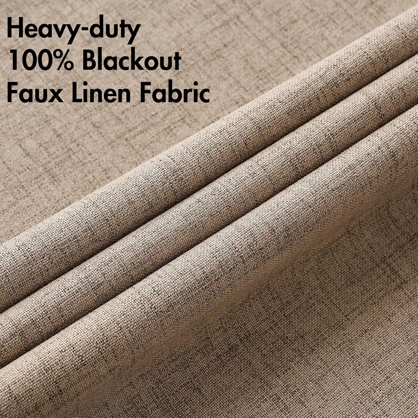 MIULEE 100% Blackout Curtains - Thermal Insulated Linen Textured Drapes in Copper Brown | 52 x 45 Inch (2 Panels)