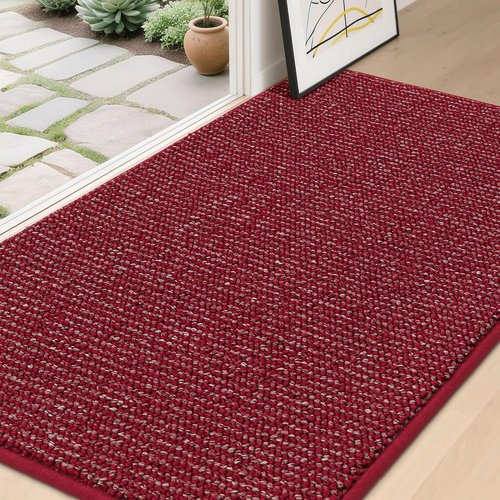 BEQHAUSE Dirt Trapper Door Mat - Non-Slip, Washable, Absorbent Welcome Mat | 36" x 60", Red
