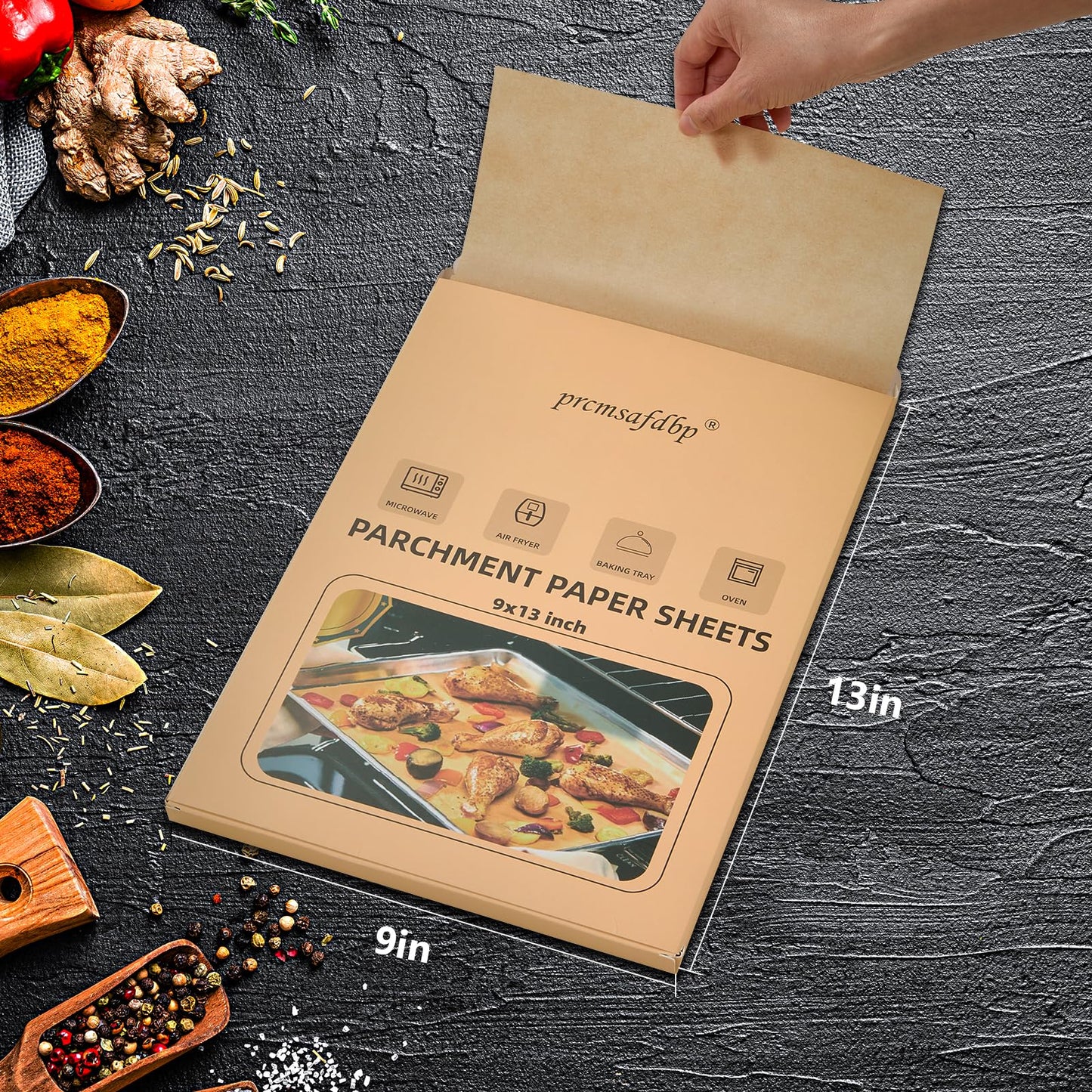 Parchment Paper Sheets, 9x13 In 120PCS Non-Stick Parchment Paper for Baking, Baking Enthusiasts, Withstands Temperatures up to 450°F, 100% Natural Wood Pulp