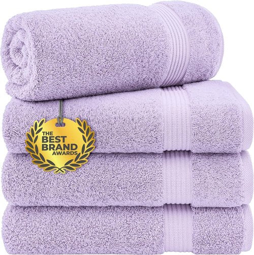 Cotton Paradise 100% Cotton Extra Large Plush Bath Towels Set - 4 Piece Lilac Collection