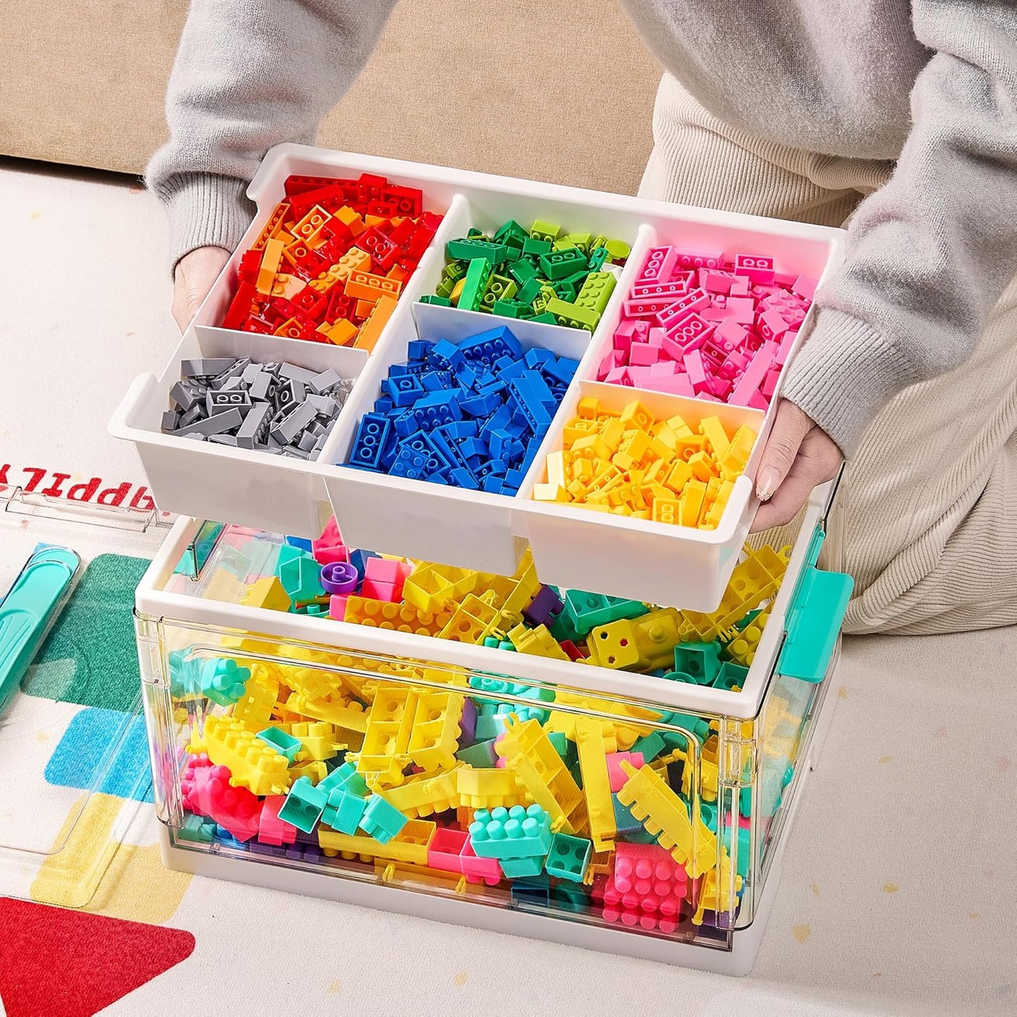 Vtopmart 24 QT Clear Plastic Craft Organizer - Removable Trays & Dividers for Art Supplies | Ideal Storage Solution