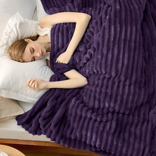 Bedsure GentleSoft California King Size Blanket - Cozy Purple Fleece Throw, 102x96 Inches, Perfect Gift for Women