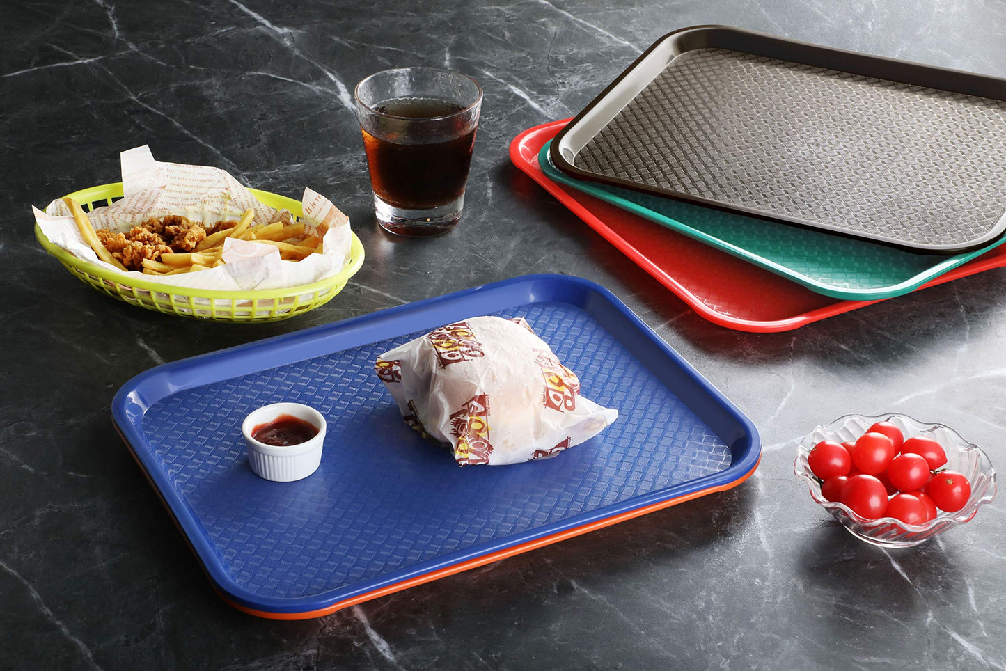 New Star Foodservice Fast Food Tray, Set of 12 (Red, 10 by 14 Inch)