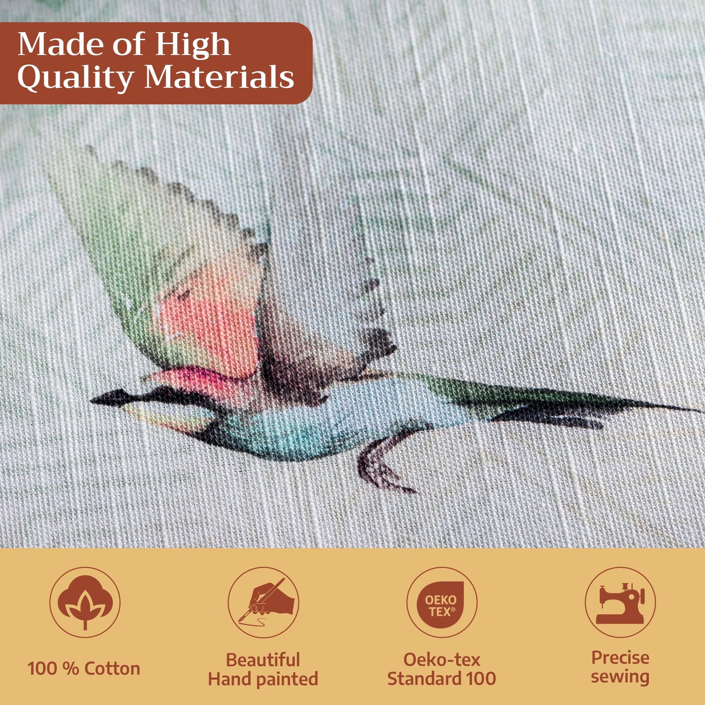 Maison d' Hermine Table Cloth Square Table 100% Cotton 54 x 54 Inches Tablecloth Reusable Decorative for Dining Kitchen Room Farmhouse Home Gifts for Mothers Day Spring Summer - Flying Birds