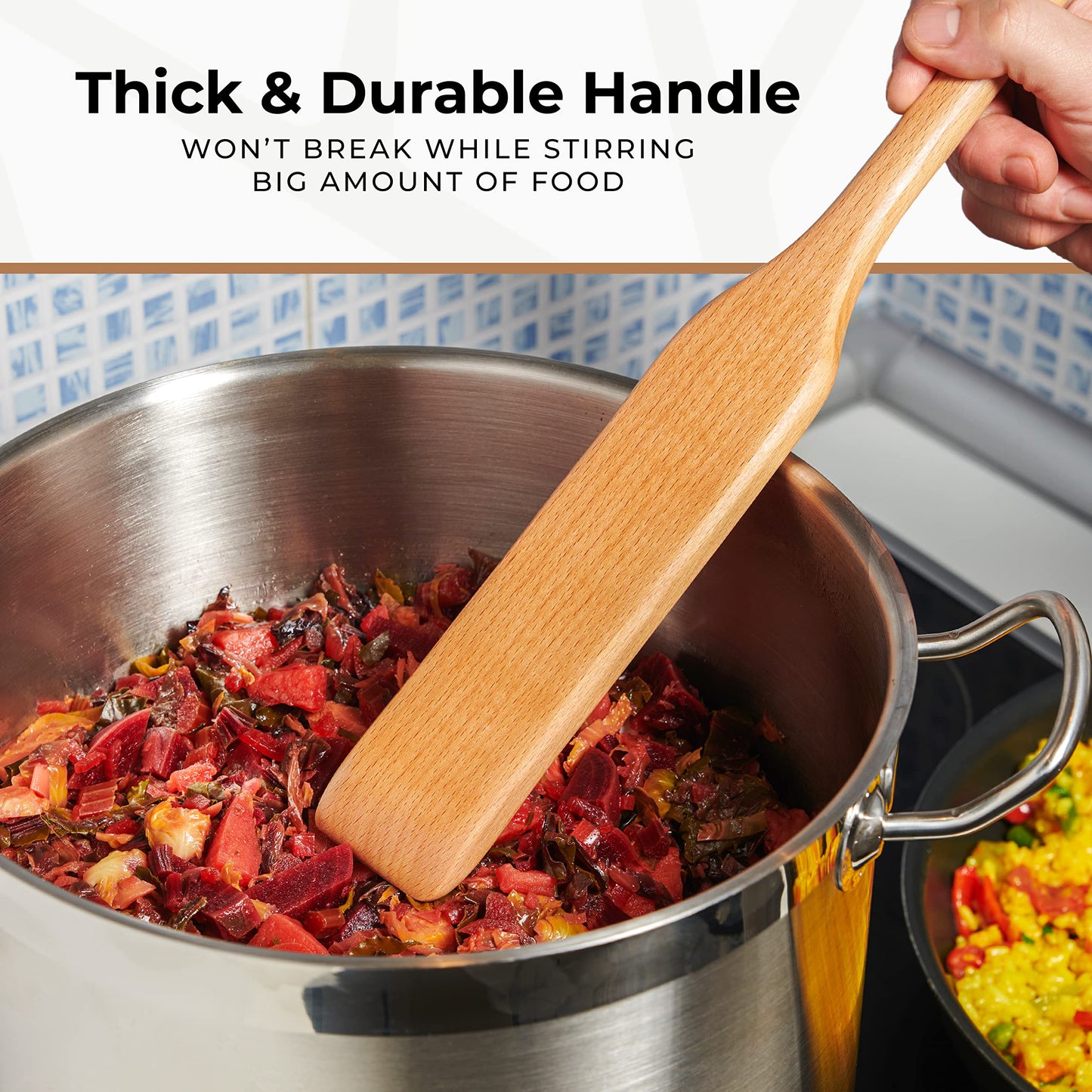 Wooden Paddle for Cooking, Stirring Paddle – 24" Crawfish Paddle – Heavy Duty Long Wooden Spoon for Large Stock Pots by Woodenhouse