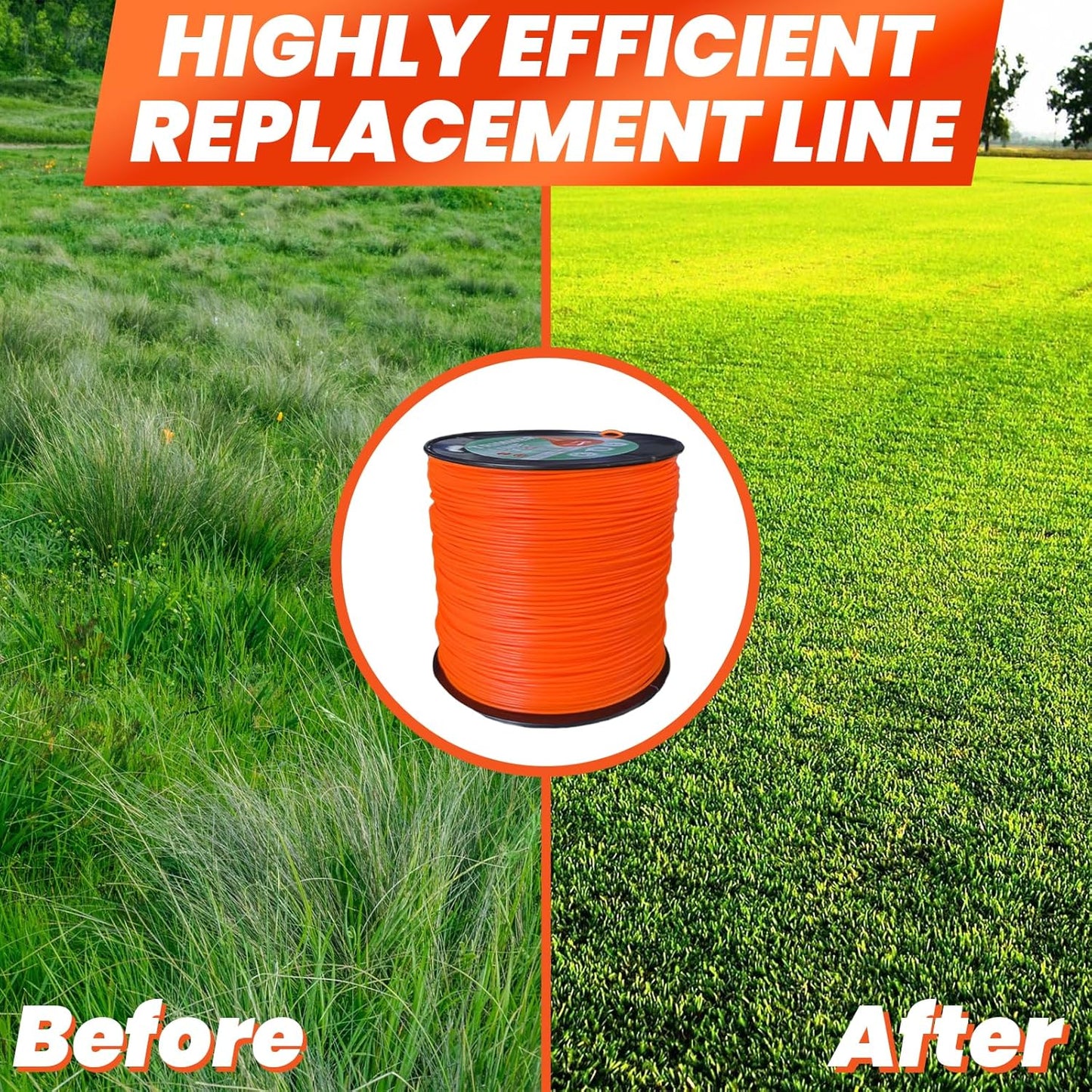 Weed Eater .095 Heavy-Duty Trimmer String - 5LB/1404FT Round Line Fits Most Trimmers