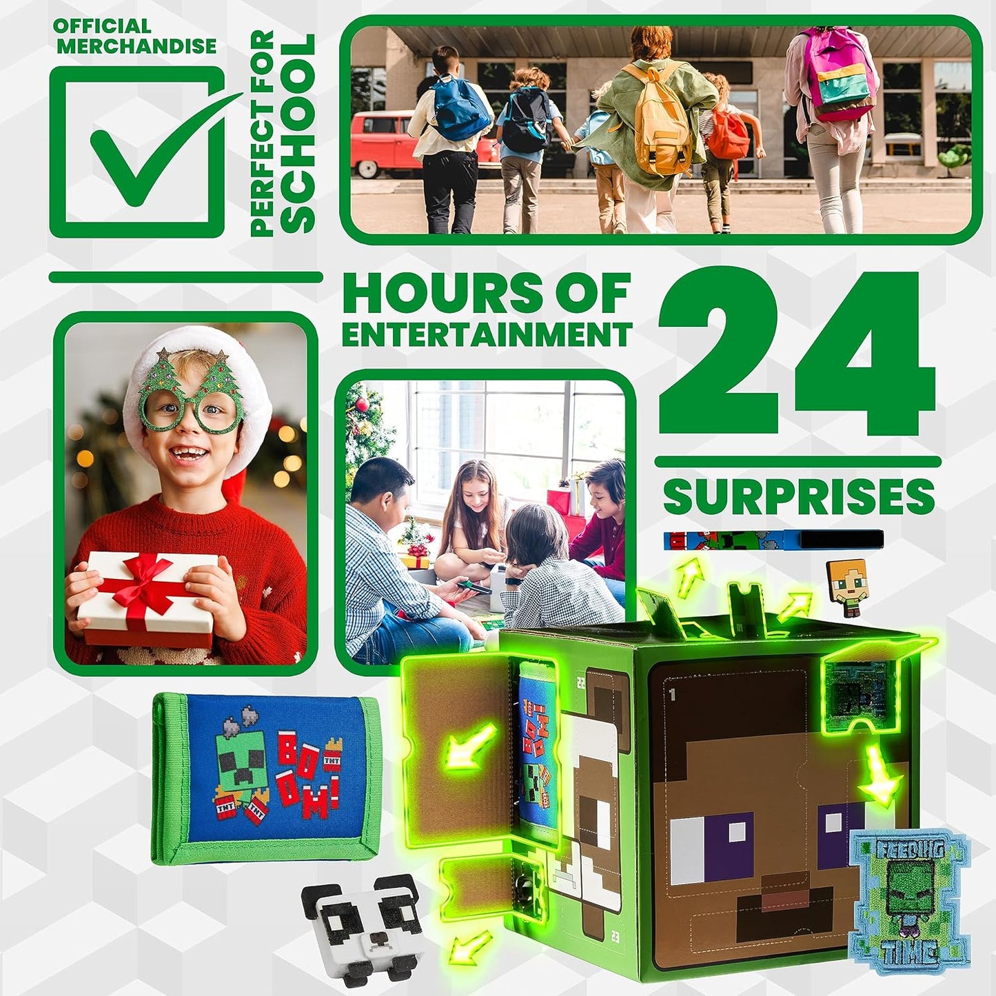 Minecraft Advent Calendar 2025 - 24 Fun Items for Boys & Girls | Keychains, Pens & Notebooks