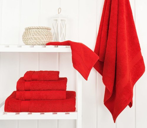 Cotton Paradise 6-Piece Towel Set - 100% Soft Absorbent Turkish Bath Towels | Red Color
