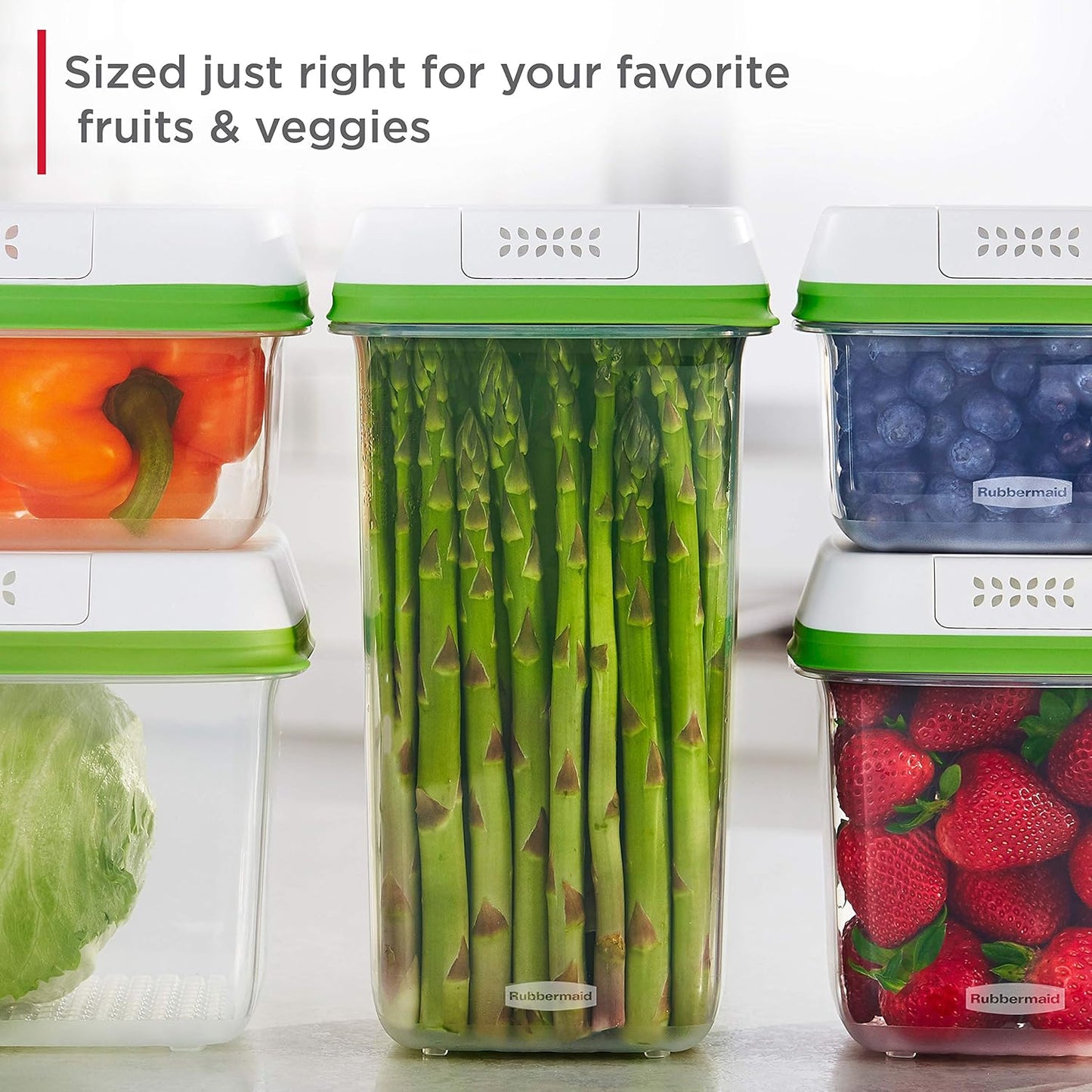 Rubbermaid FreshWorks Produce Saver - Medium Storage Containers for Fresh Fruits & Vegetables | 2 Pack