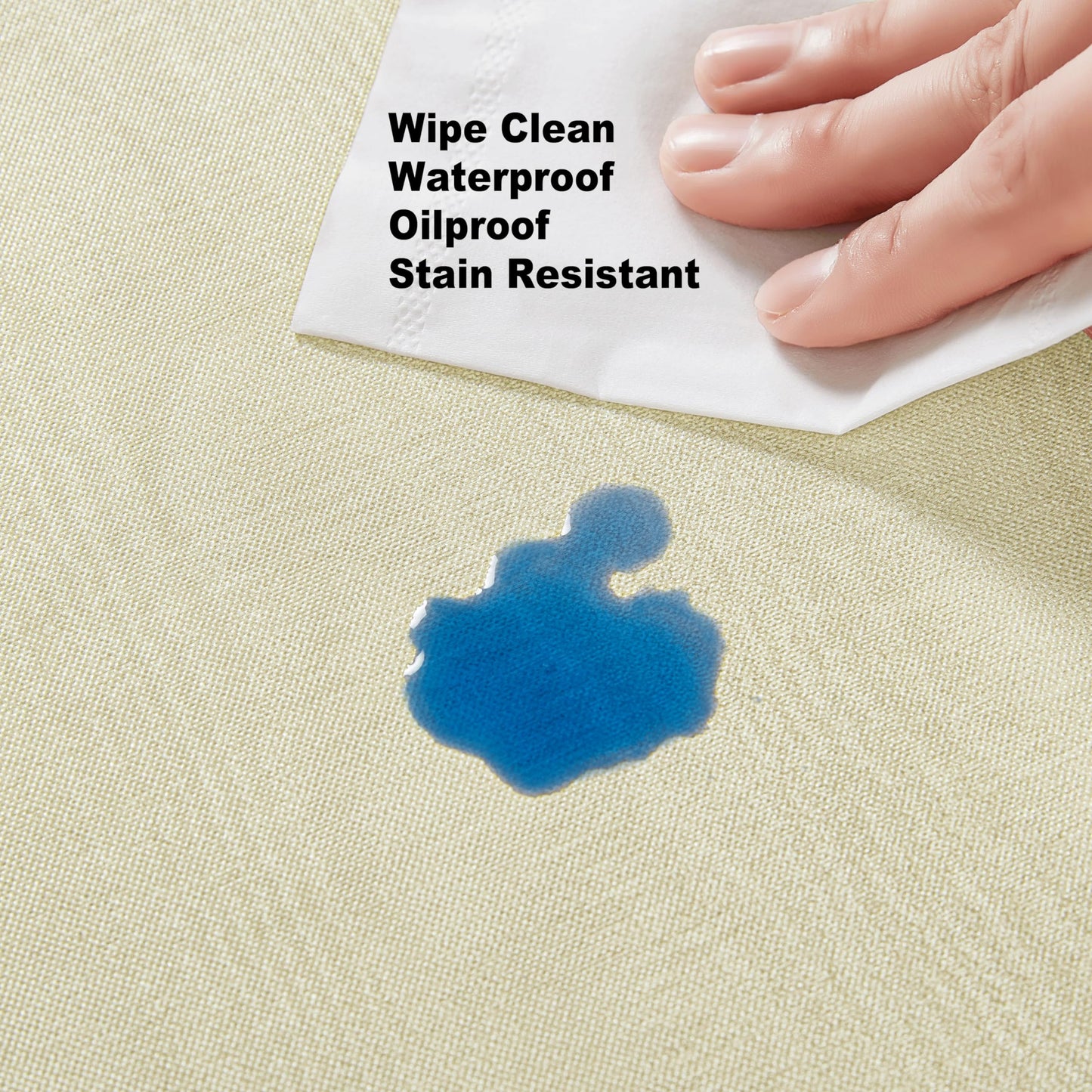 Newbridge Vinyl Flannel Backed Tablecloth, 60 x 84 Inch Rectangle, Beige Moire Wavy Solid Design, Heavyweight Indoor Outdoor Waterproof Table Cover, Easy Care Wipe Clean