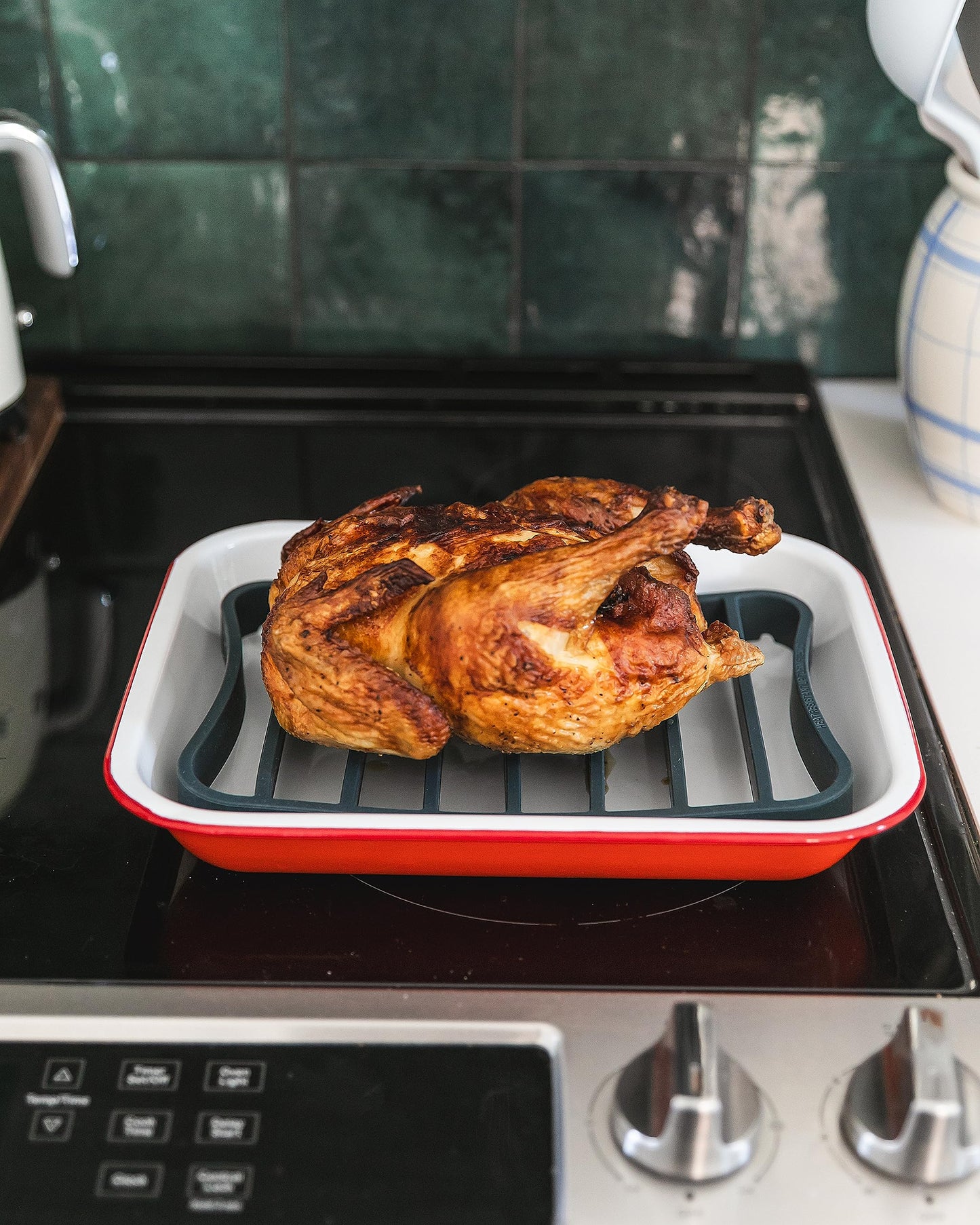 The Silicone Kitchen Silicone Roasting Rack Pan Extra Large, Dishwasher Safe, BPA Free, Non-Toxic, 7 in by 10.75 in, Navy, 2 Pack