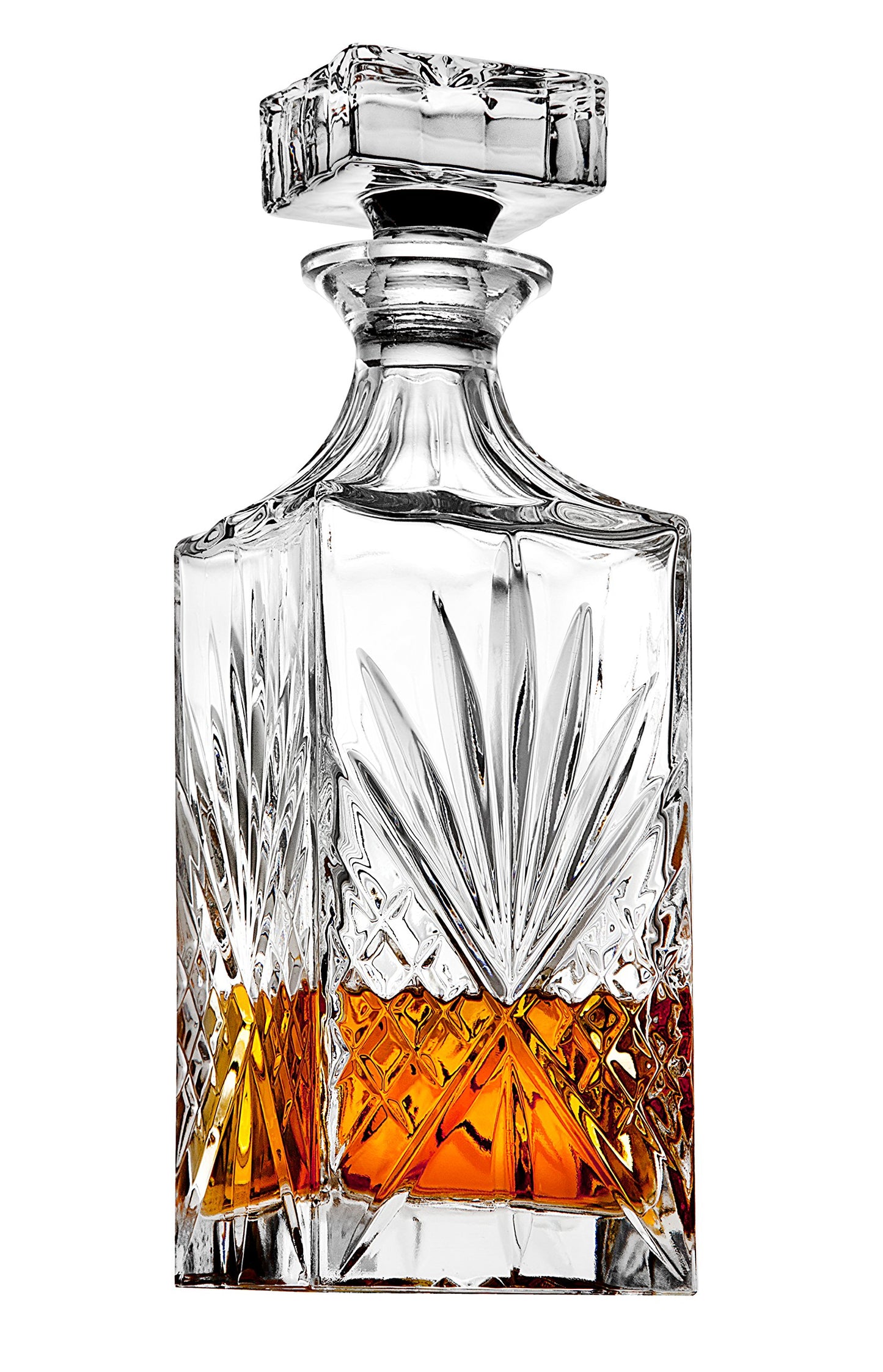 Lefonte Whiskey Decanter Set with 2 Old Fashioned Whisky Glasses for Liquor Scotch Bourbon or Wine - Irish Cut