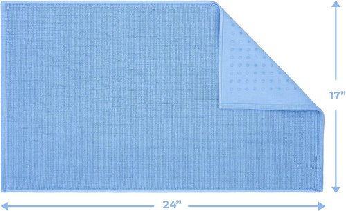 Cotton Paradise Non-Slip Bath Mat - 100% Cotton, Soft & Absorbent, 17x24 Inch, Sky Blue