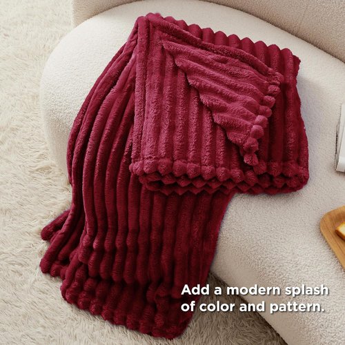 Bedsure GentleSoft Fleece Blanket - Cozy Deep Red Throw for Couch, Perfect Size 50x70 Inches