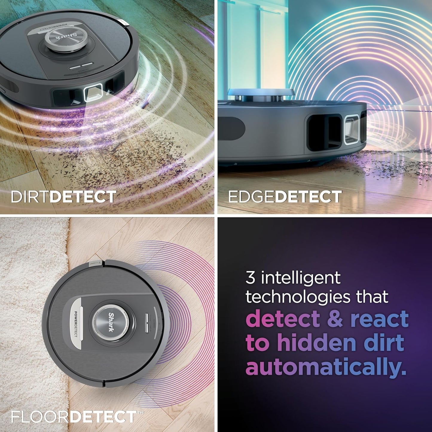 Shark PowerDetect Self-Empty Robot Vacuum - NeverStuck Technology for Deep Cleaning Carpets & Hard Floors | XL 60-Day Capacity, Black