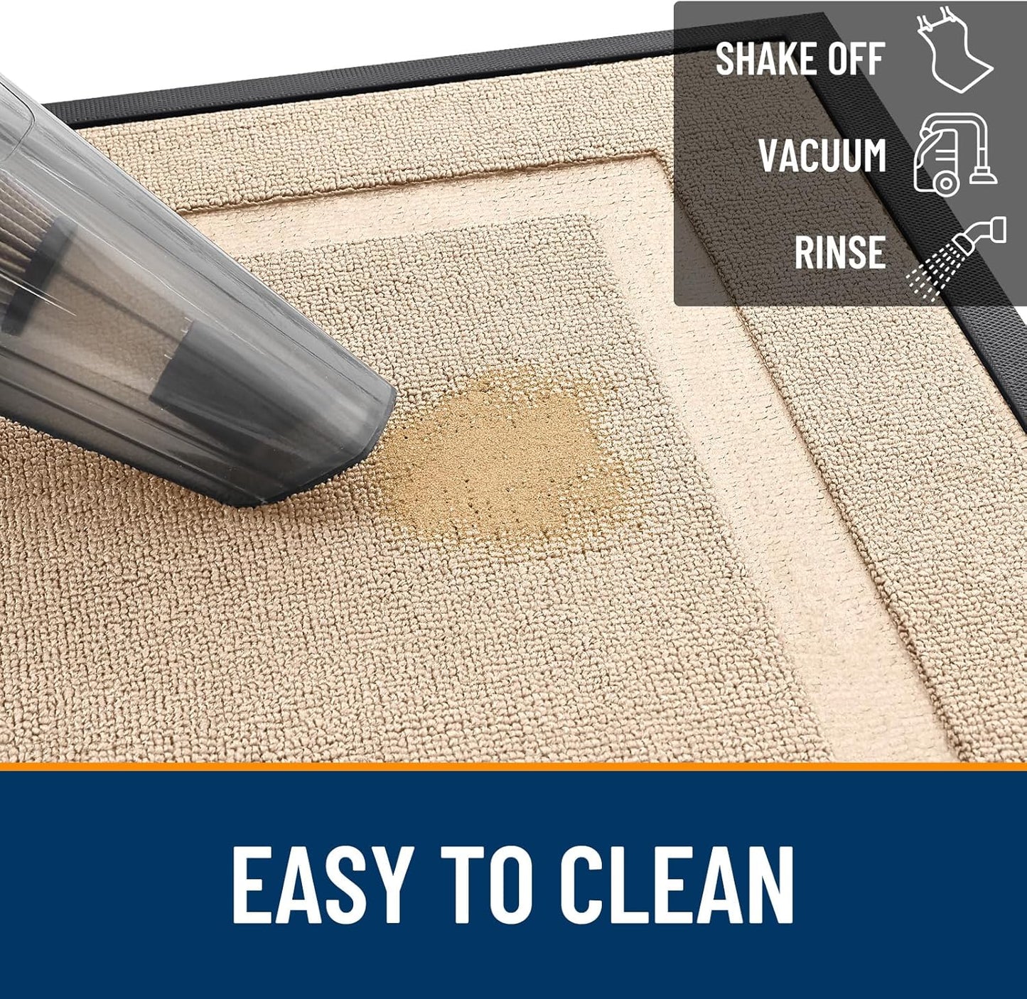 OLANLY Waterproof Front Door Mat - All-Season Indoor/Outdoor Doormat, Easy Clean, 35x23, Off-White