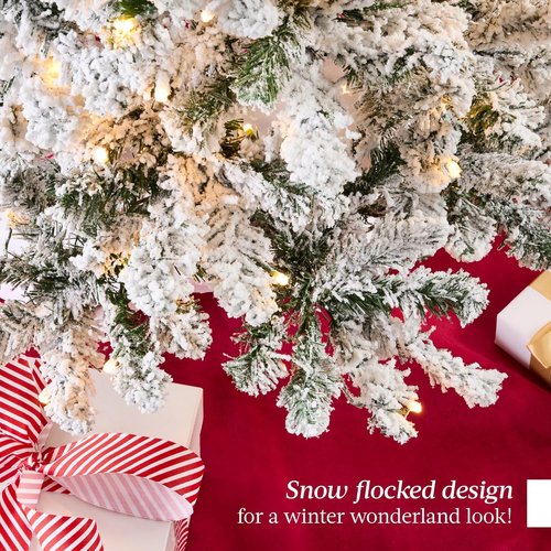 Best Choice Products Pre-Lit Artificial Christmas Tree - 4.5ft Snow Flocked Pine Design with Easy Assembly & Metal Stand