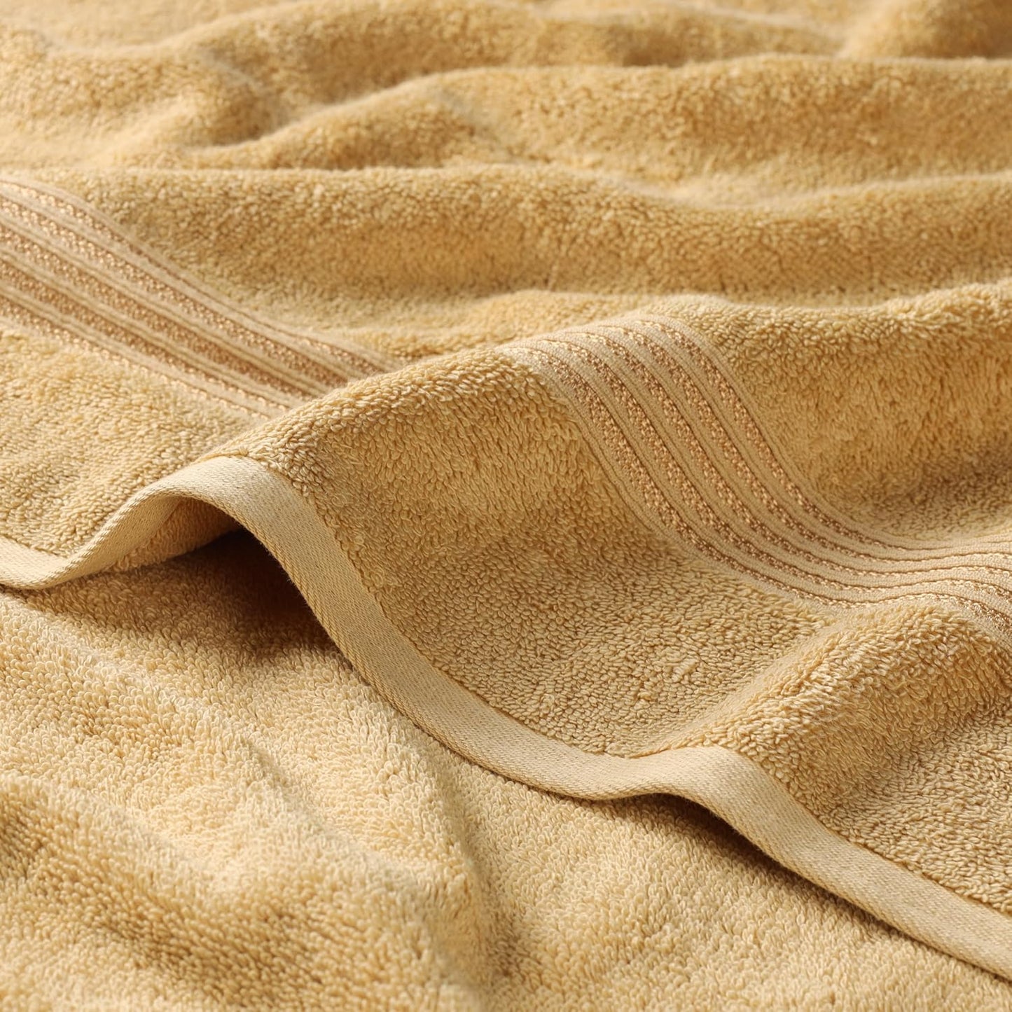 Superior Luxury Cotton Bath Towels - 6 Piece Premium Egyptian Cotton Set in Elegant Gold