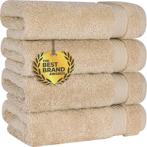 Cotton Paradise Hand Towels - 100% Turkish Cotton, Soft & Absorbent | 4-Piece Beige Set