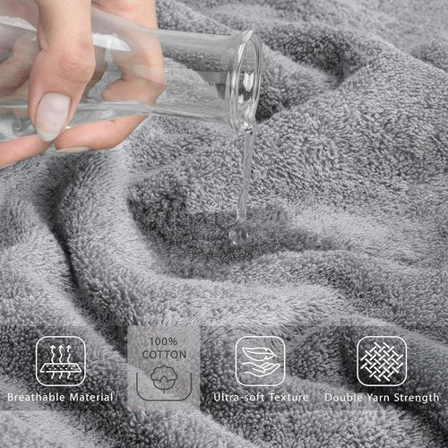 Cotton Paradise 100% Cotton Oversized Bath Sheet - Extra Large Light Gray Turkish Towel 40x80