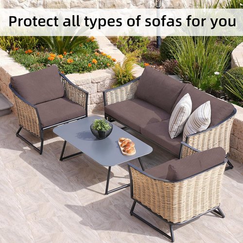 BIETYONE Outdoor Couch Cushion Covers - 8Pcs Washable & Reusable Patio Furniture Protectors | Camel