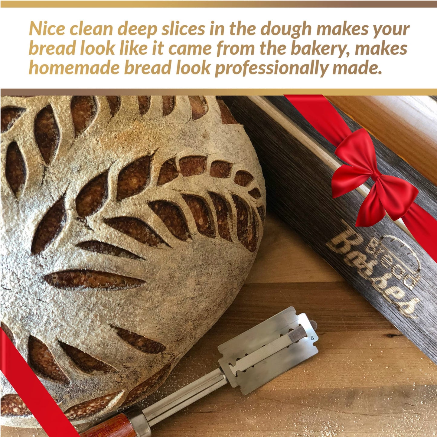 Bread Bosses Bread Bakers Lame Slashing Tool - Dough Making Slasher Tools Baking Sourdough Bread Starter Jar Scoring Knife Razor Cutter Slashing Tool Accessories for Cutting Supplies -Great As A Gift