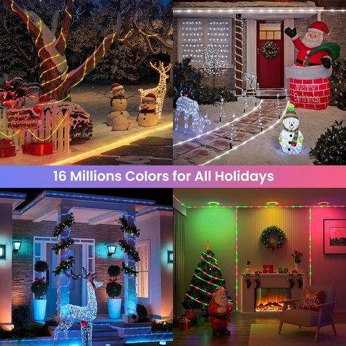 Jnaurb RGB Color Changing Rope Lights - 66ft Smart String Lights with Remote & APP Control | Waterproof Music Sync