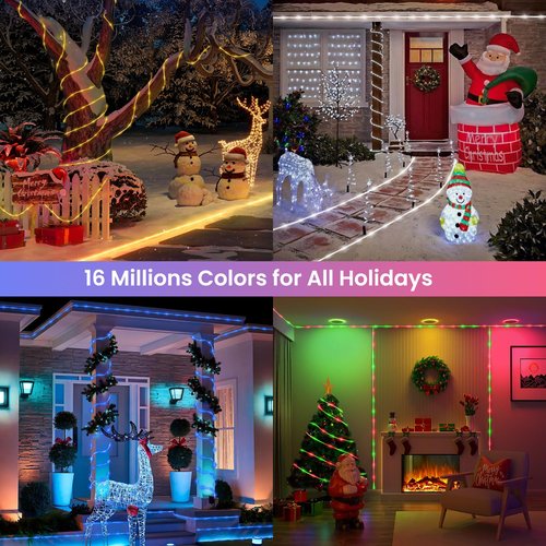 Jnaurb RGB Color Changing Rope Lights Outdoor, 66ft 200LED Smart String Lights with Remote & APP Control, Waterproof Music Sync Rope Lighting - DIY Flexible Tube LED Lights for Bedroom Garden Wedding