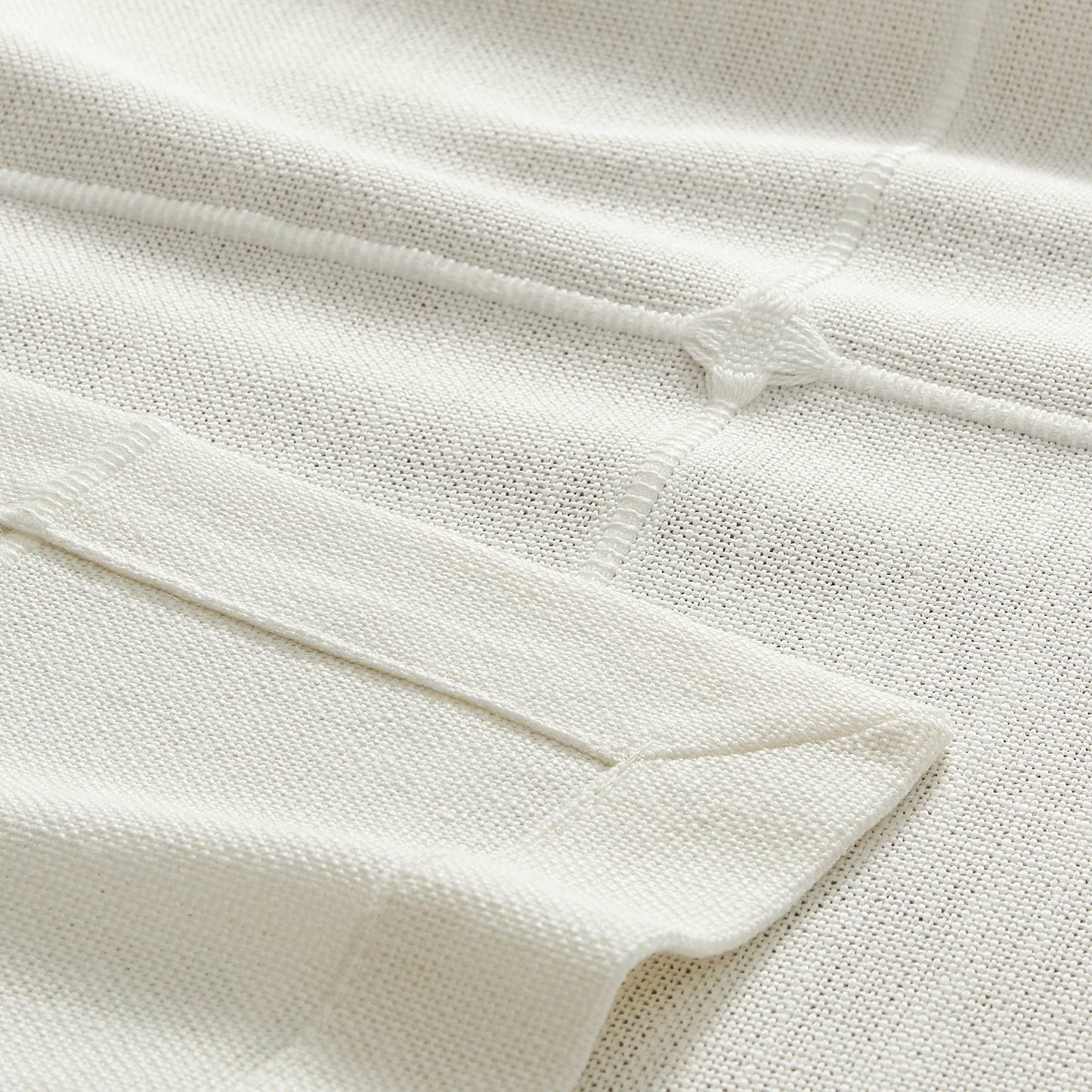 ZeeMart Grid Embroidered Hemmed Tablecloths, Off White 60x120 Inch, Farmhouse Style Heavy Weight Cotton Linen White Tablecloths, Boho Plaid Water Resistant Rectangle Table Cloth