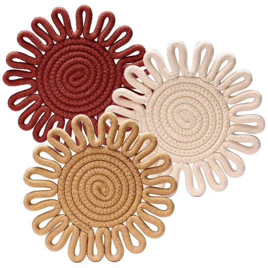 Kanmoon Trivets for Hot Dishes,Potholders for Kitchen,Hot Pads Hot Mats or Trivets for Hot Pots and Pans,Table Decorations,Set of 3, 100% Cotton,7.5"(Lace)