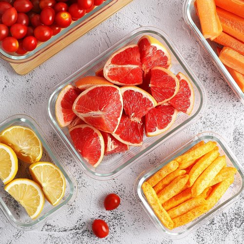 HOMBERKING Borosilicate Glass Meal Prep Containers - Airtight & Leak Proof | 10 Pack Set, 36oz & 14oz