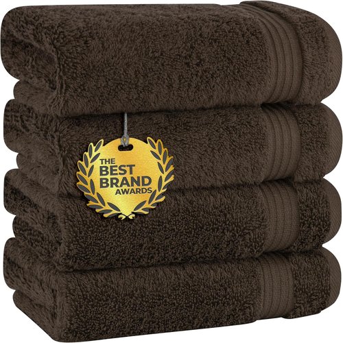 Cotton Paradise Hand Towels - 100% Turkish Cotton 4-Piece Set | Soft, Absorbent Brown Face Towels