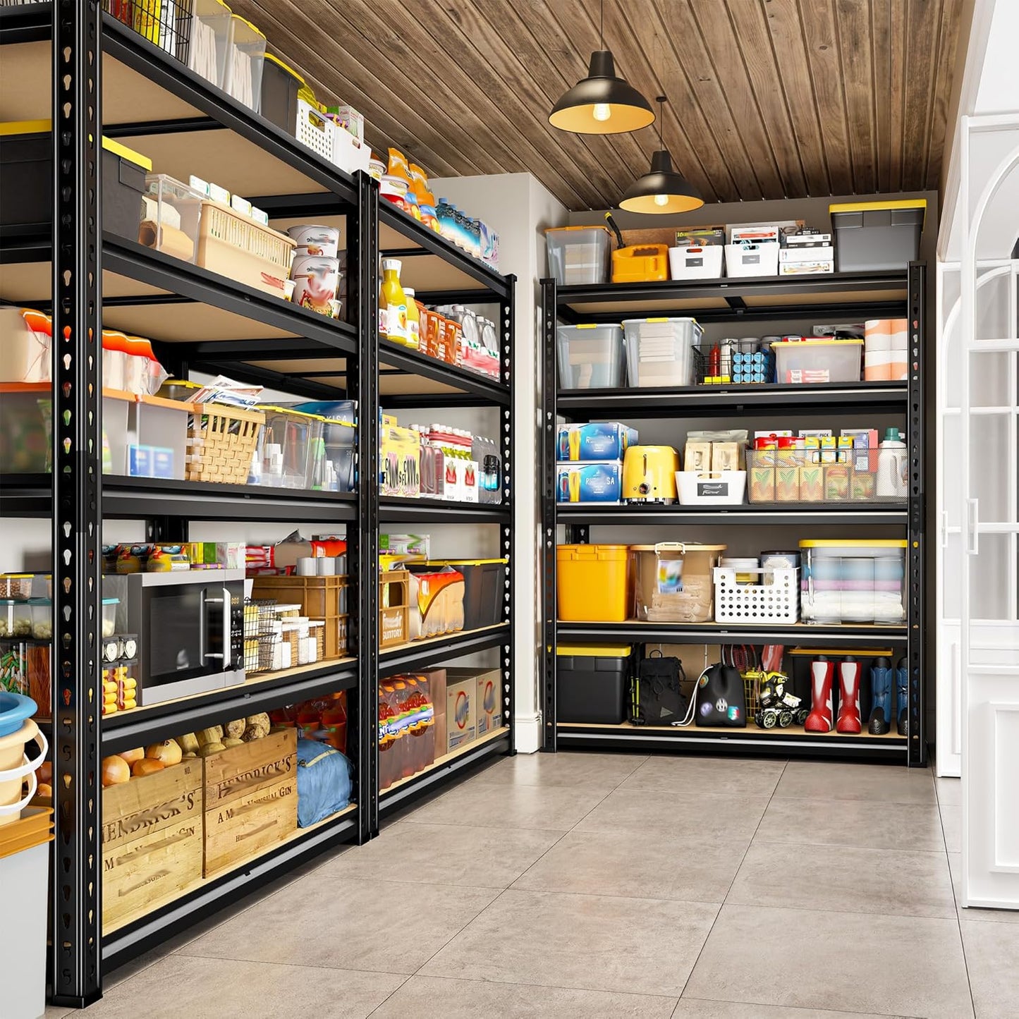 REIBII 5-Tier Heavy Duty Storage Shelves - Adjustable Utility Rack for Garage, Pantry & Closet | 35.5" W x 11.9" D x 72" H, Black